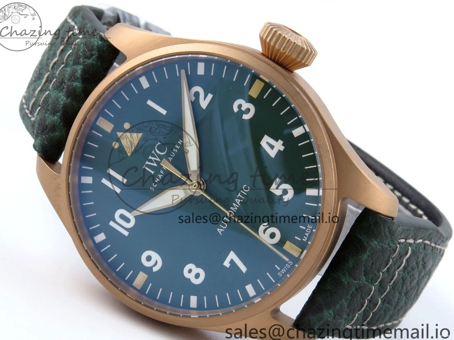 MIROTIME 0307 Durable Big Pilot IW329702 M+F 1:1 Best Edition Green Dial on Green Leather Strap MY 7006